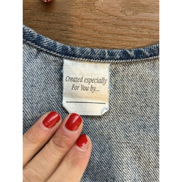 Vintage 90s One Size Golf Course Patchwork Denim Jean Vest Streetwear Whimsy - Picture 7 of 8